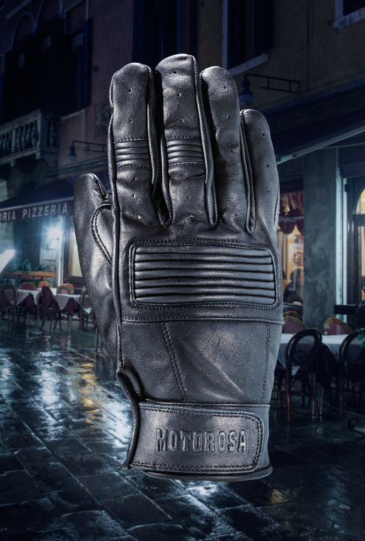 Black Triton Motorcycle Vintage Gloves